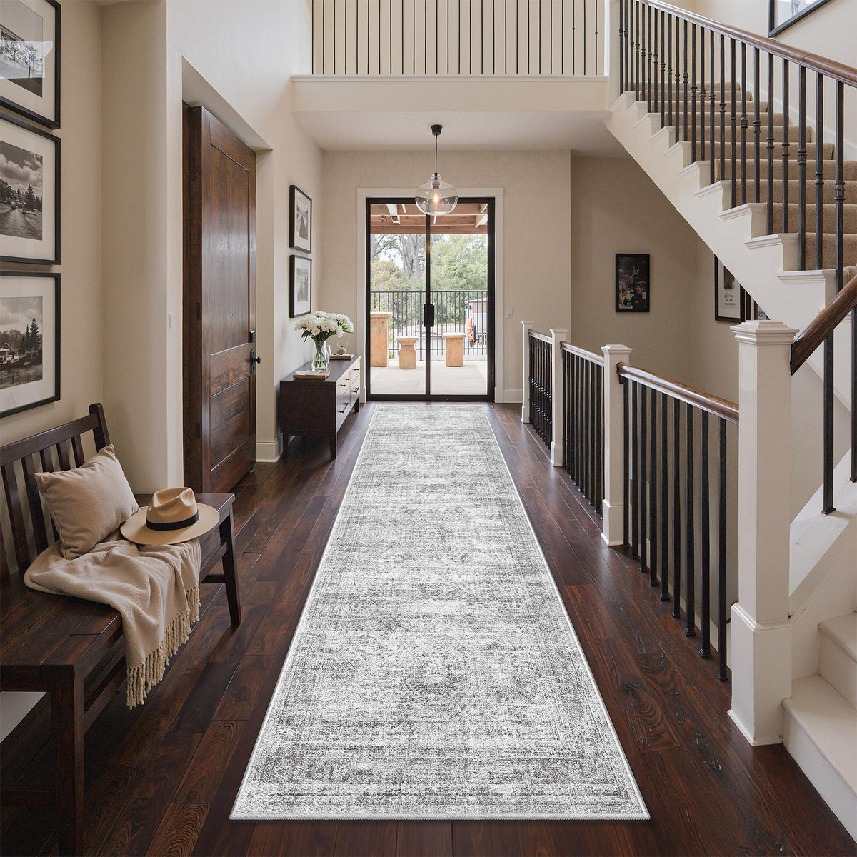 2x8 Runner Rug Non Slip,Washable Hallway Runner Rug,Beige