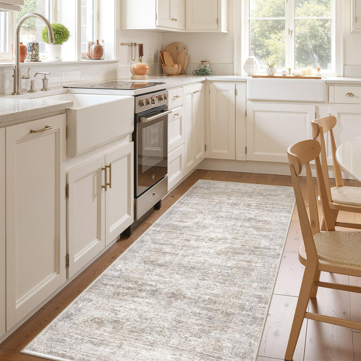 2x8 Runner Rug Non Slip,Washable Hallway Runner Rug,Beige