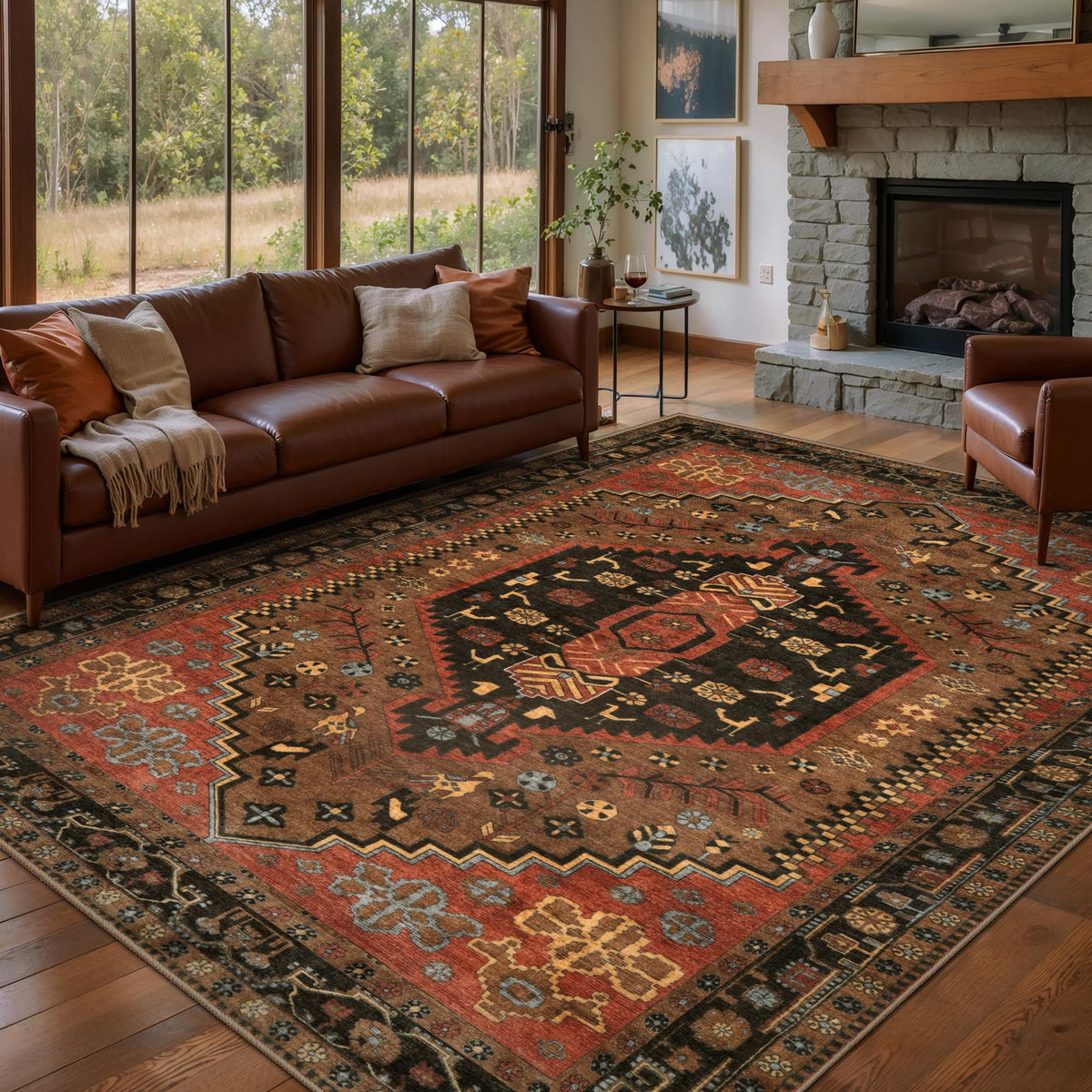 Ciicool Washable 3x5 Area Rug,Boho Non-Slip Indoor Mat for Entryway Kitchen