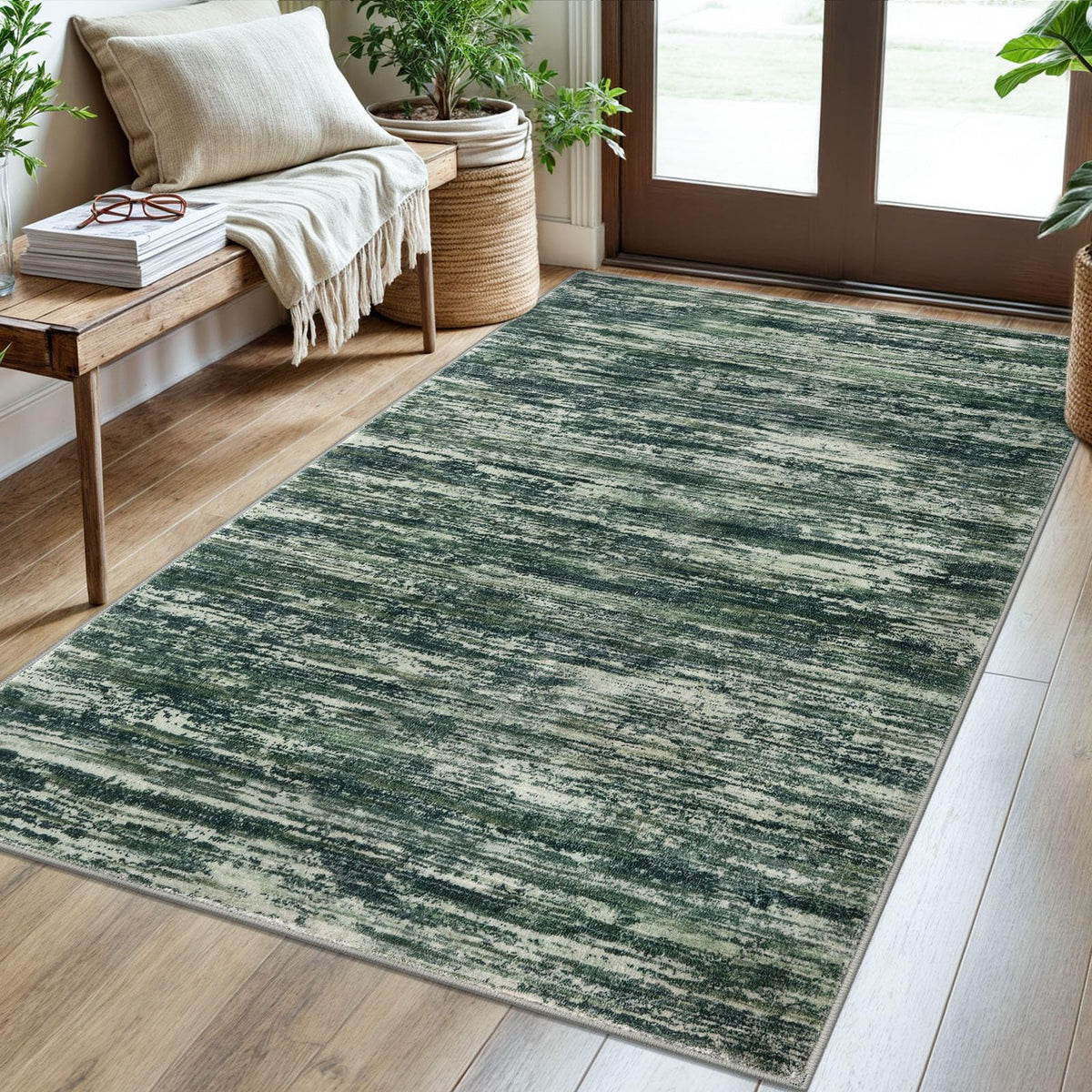SIILOOM 3x5 Washable Area Rug Non Slip Door Mat Indoor for Entryway Bedside