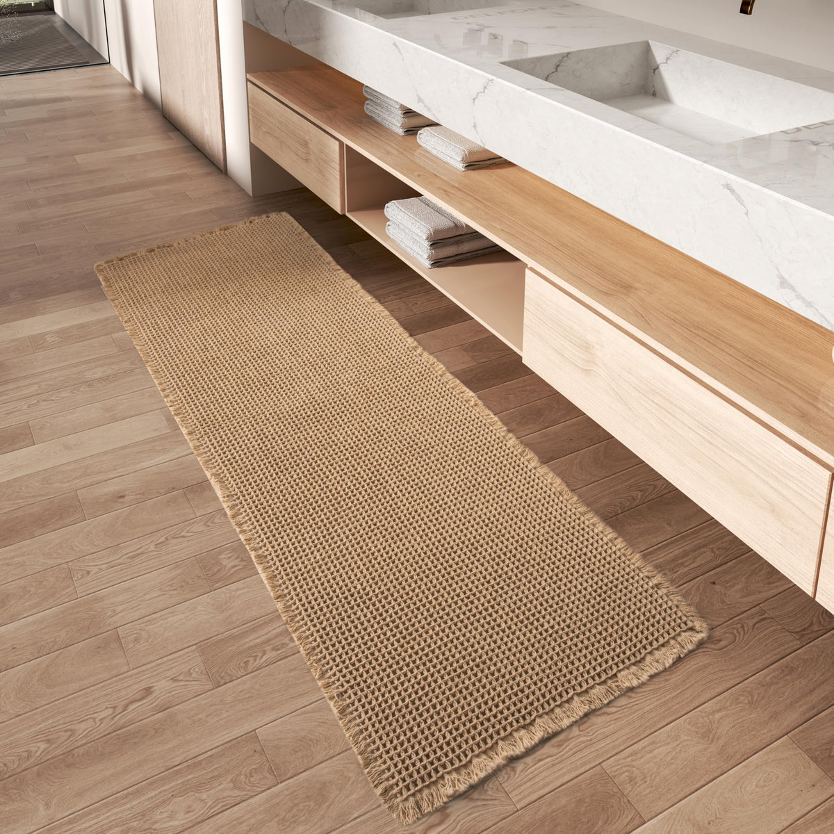 Upgraded Waffle Bath Mat Ultra Absorbent Non Slip Bathroom Mat, 17" x 24"