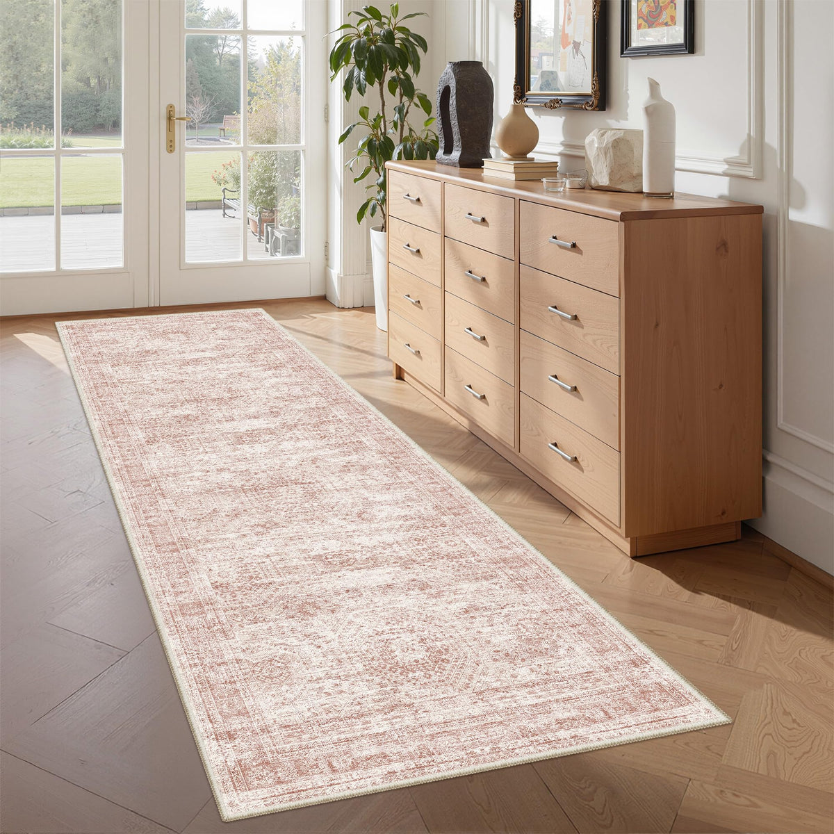 2x8 Runner Rug Non Slip,Washable Hallway Runner Rug,Beige