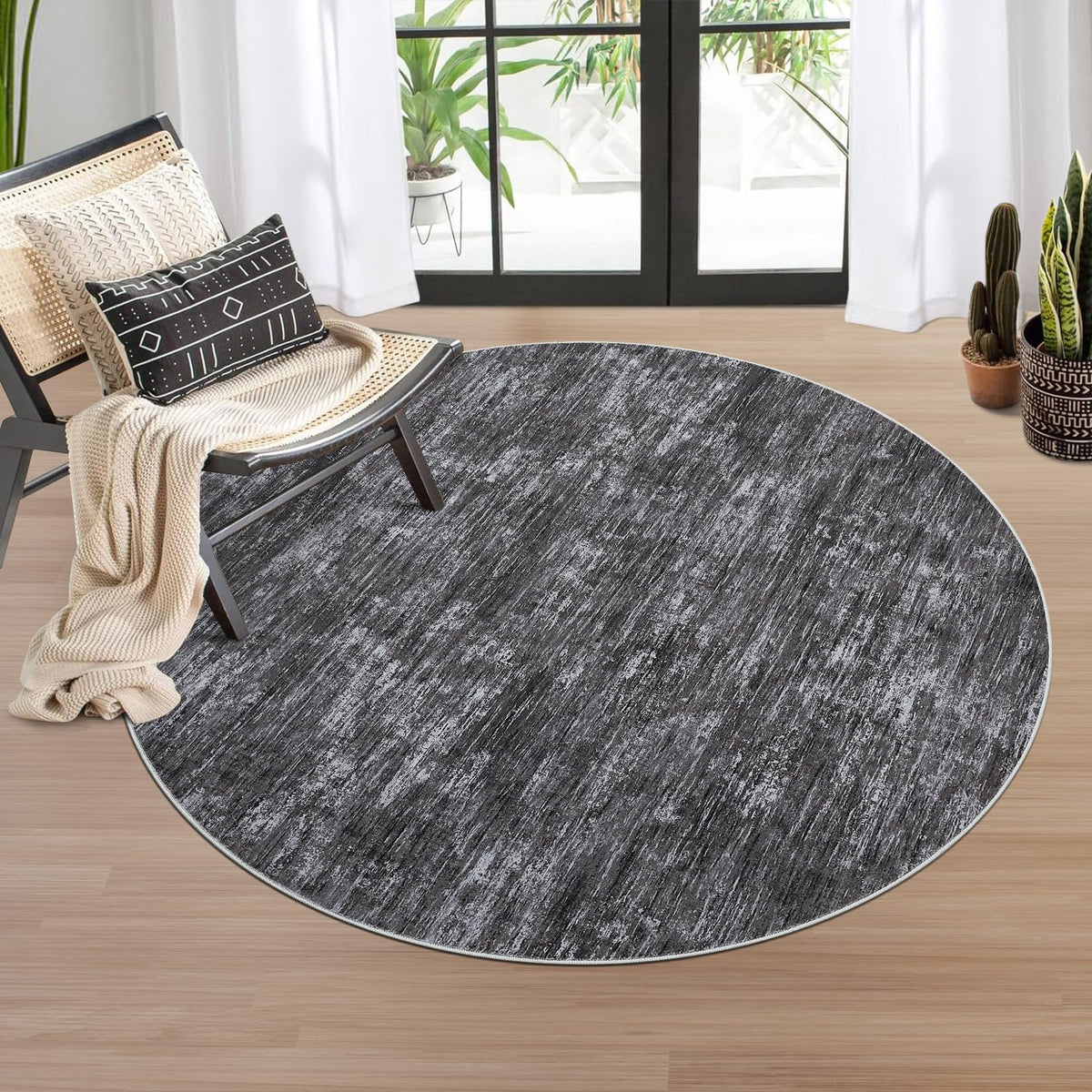 RUGSREAL Small Area Rug 2x3 Entryway Mat with Rubber Backing Stain Resistant Throw Carpet Modern Solid Color Bath Mat Contempowary Washable Rug for Living Room Bedroom Dining Room Kitchen, Beige 2x3