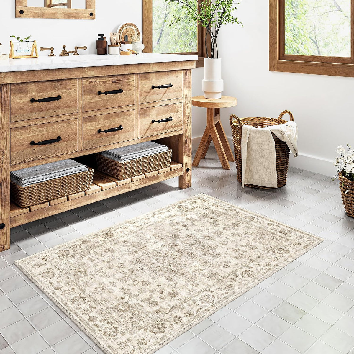 2x3 Beige Neutral Area Rug