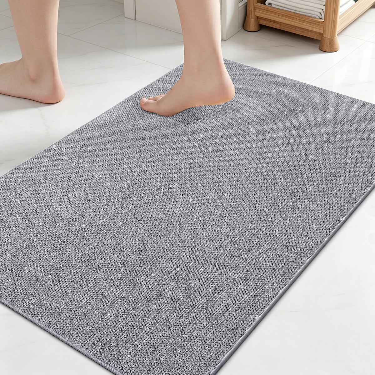 Smiry Ultra Thin Bath Mat 30X20, Non Slip Rubber Washable Bathroom Rugs