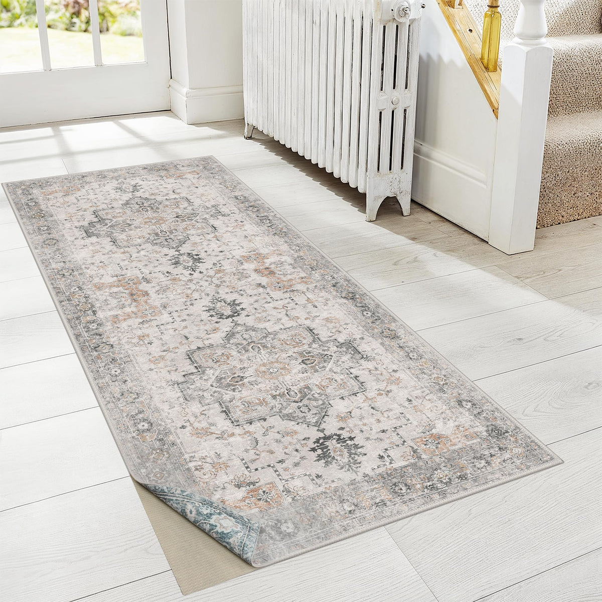 GENIMO 2x5 Washable Runner Rug Non Slip for Hallway, Light Taupe Brown