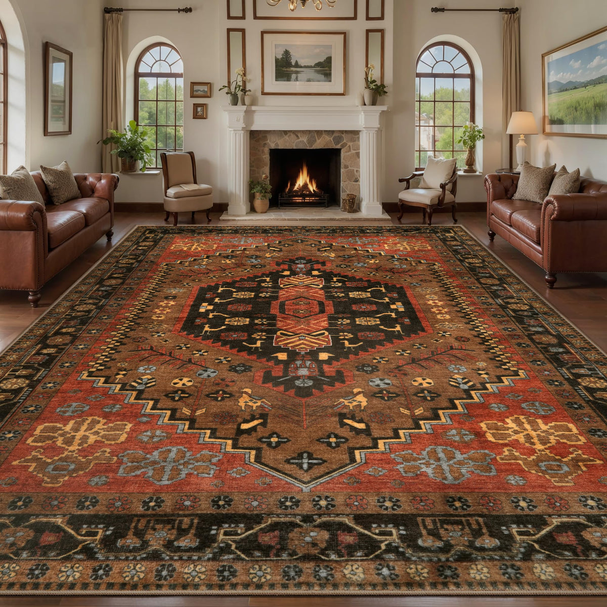 Ciicool Washable 3x5 Area Rug,Boho Non-Slip Indoor Mat for Entryway Kitchen