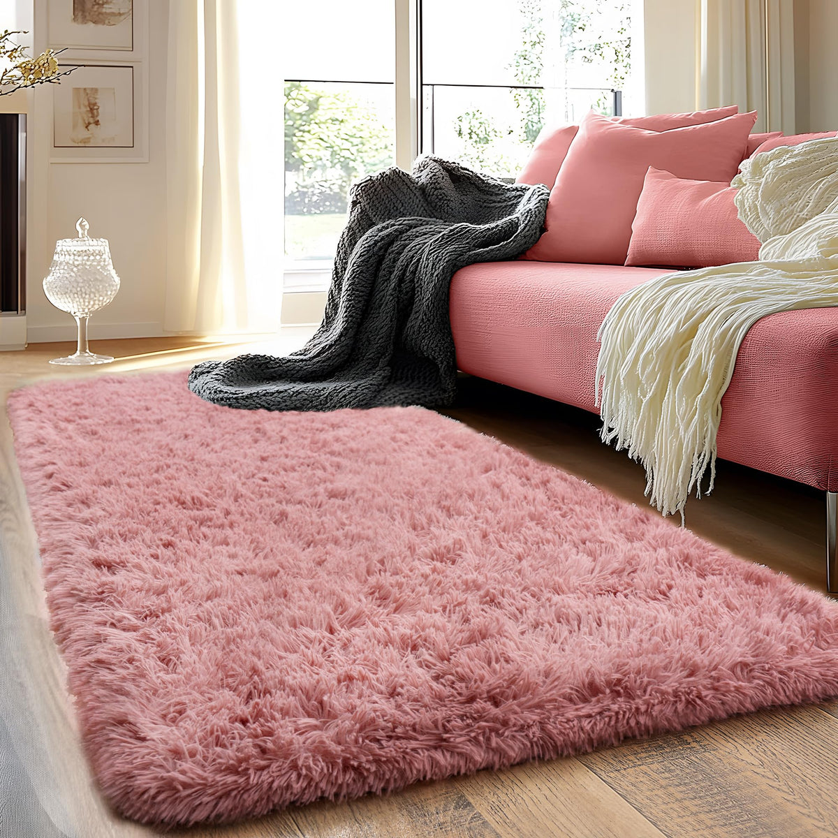 Small Black Area Rug, 2x3 Rug for Bedroom Shaggy Throw Rugs for Dorm Rug, Soft Shag Carpet for Kids Room, Plush Comfy Fluffy Bedside Rug for Home Decor Aesthetic