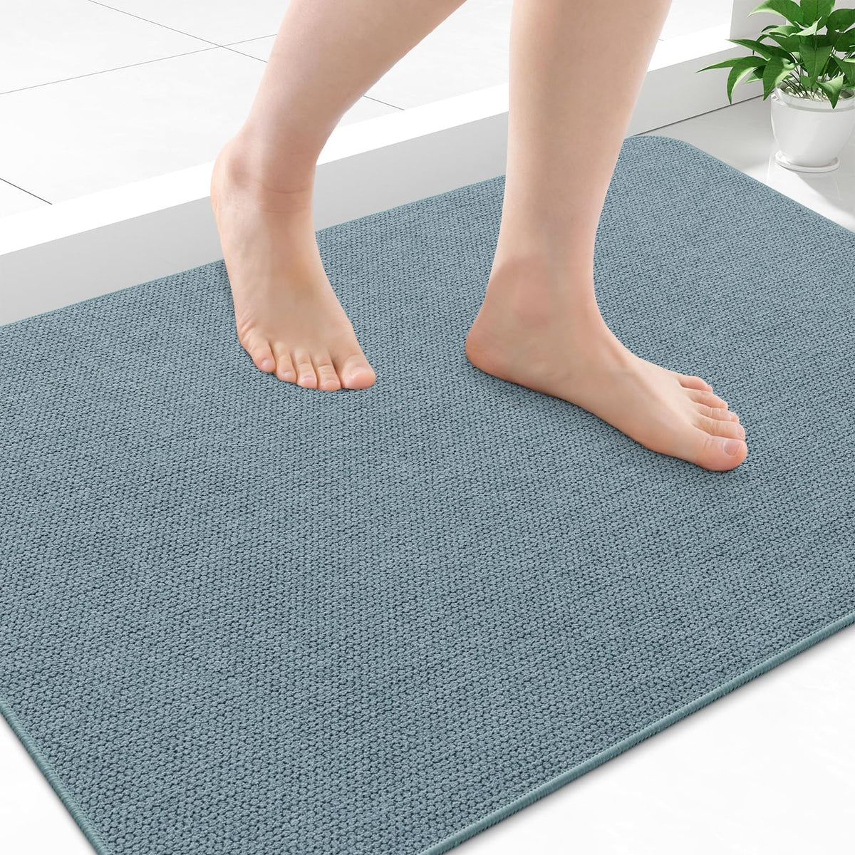 Smiry Ultra Thin Bath Mat 30X20, Non Slip Rubber Washable Bathroom Rugs
