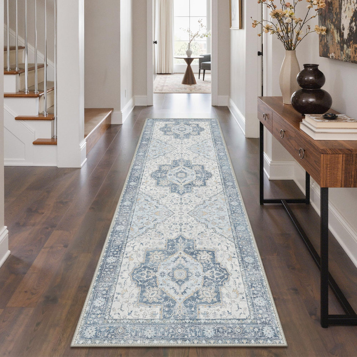 GENIMO 2x5 Washable Runner Rug Non Slip for Hallway, Light Taupe Brown
