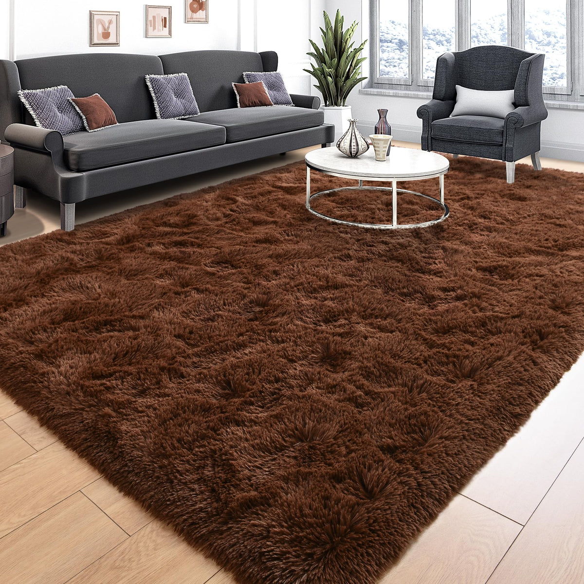 Tepook Black Soft Runner Rugs for Bedroom 2x6 ft with Rubber Backing