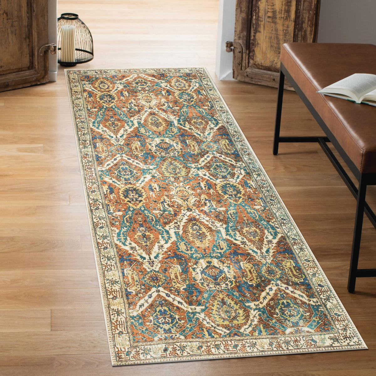Keen Home Design Vintage Washable Entryway Rug, Non-Slip Low Pile, 2x3
