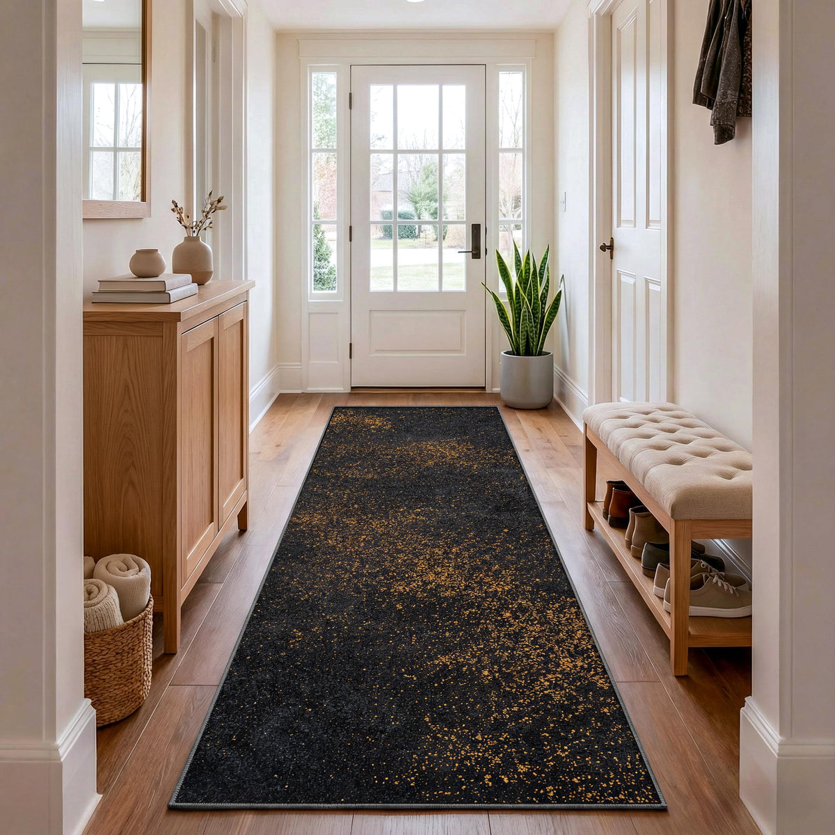 Entryway Rug 2x3 Grey Door Mat Indoor Entrance 24x36, Washable Small Throw Rugs for Kitchen Floor, Entry, Front Door, Bedroom Bedside, Non-Slip Low Pile Stain & Fade Resistant, Abstract Gray