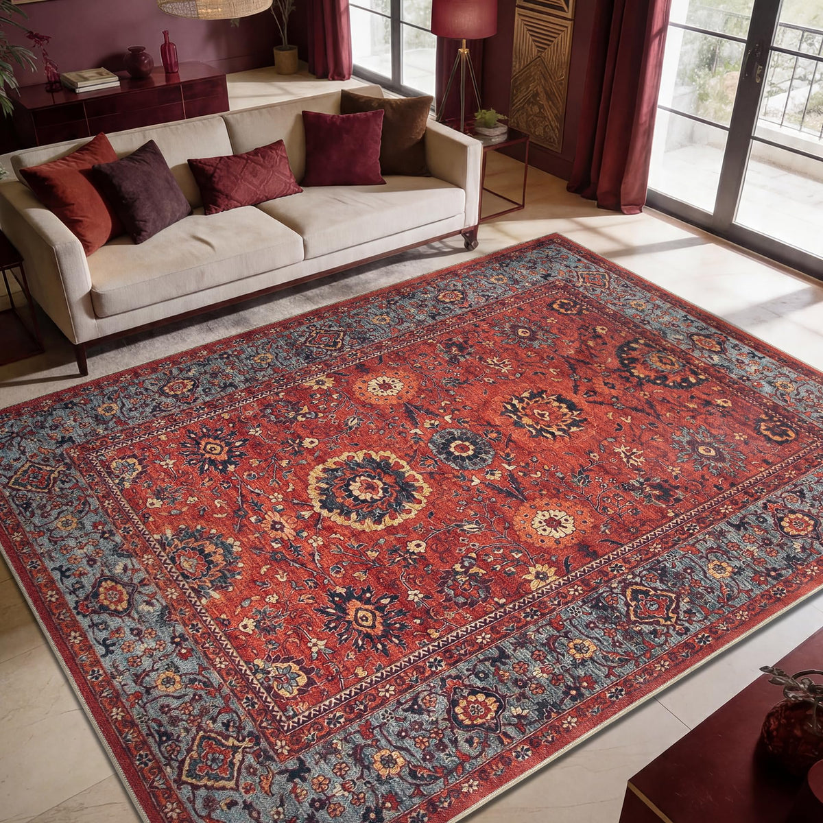 Keen Home Design Vintage Washable Entryway Rug, Non-Slip Low Pile, 2x3