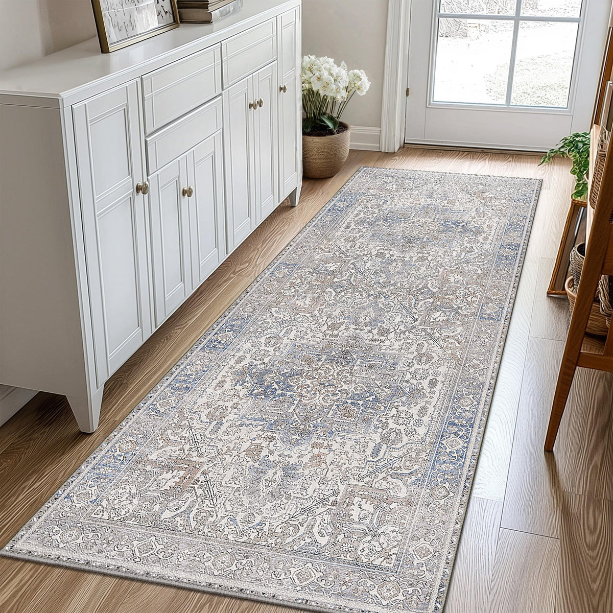 GENIMO 2x5 Washable Runner Rug Non Slip for Hallway, Light Taupe Brown