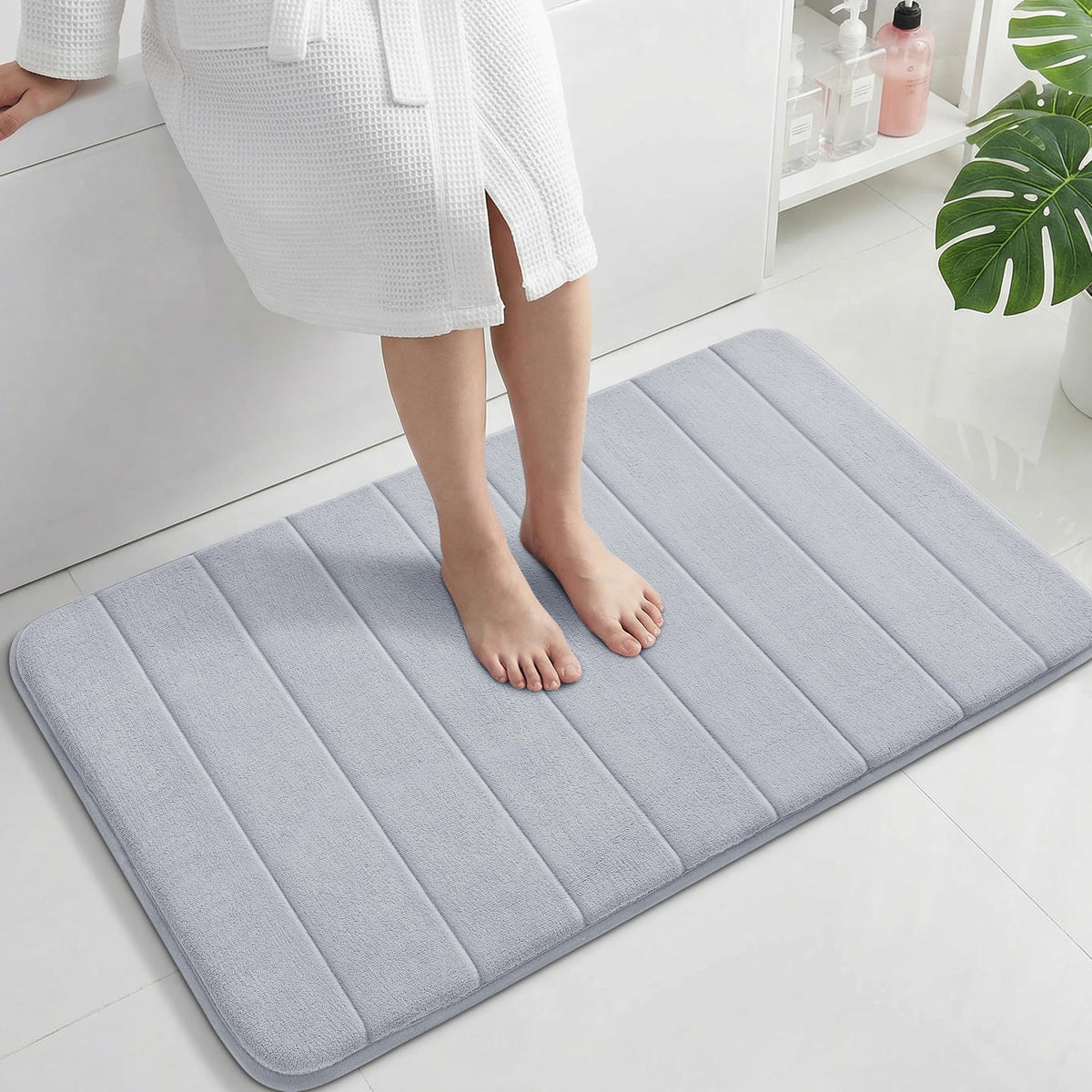 Yimobra Memory Foam Bath Mat, Super Soft & Absorbent Bathroom Rug, Grey