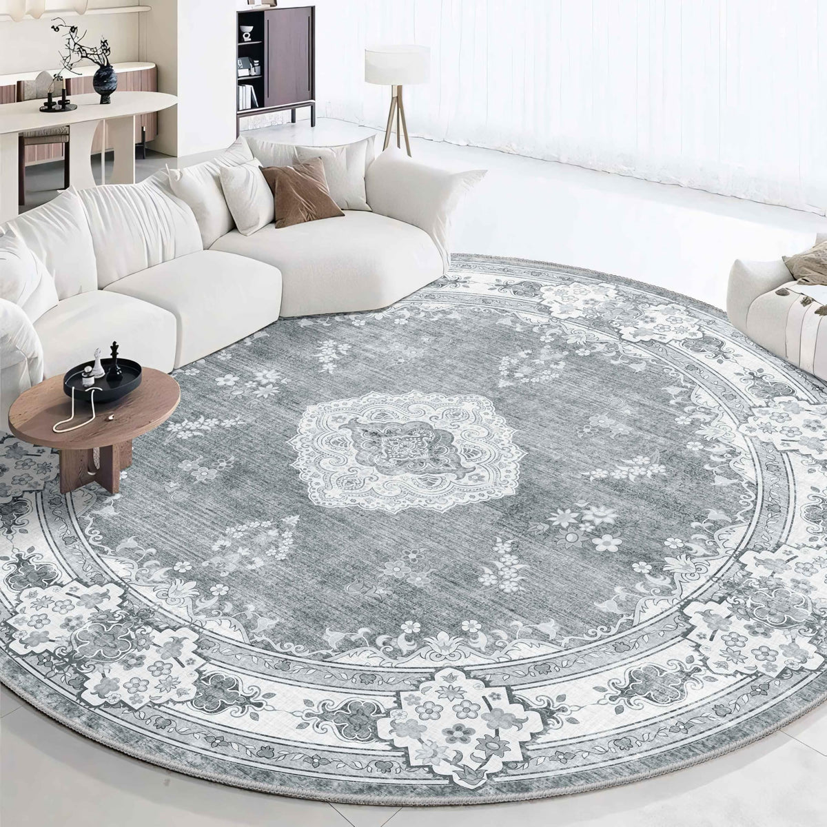 MUJOO Pink Rug 3x5 Washable,Boho Area Rugs Small Non Slip Low-Pile Floral