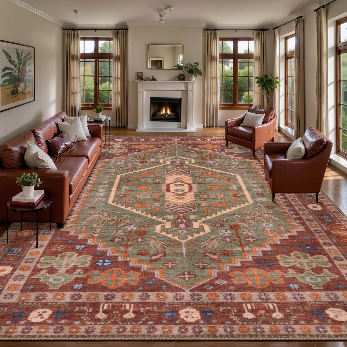 Ciicool Washable 3x5 Area Rug,Boho Non-Slip Indoor Mat for Entryway Kitchen