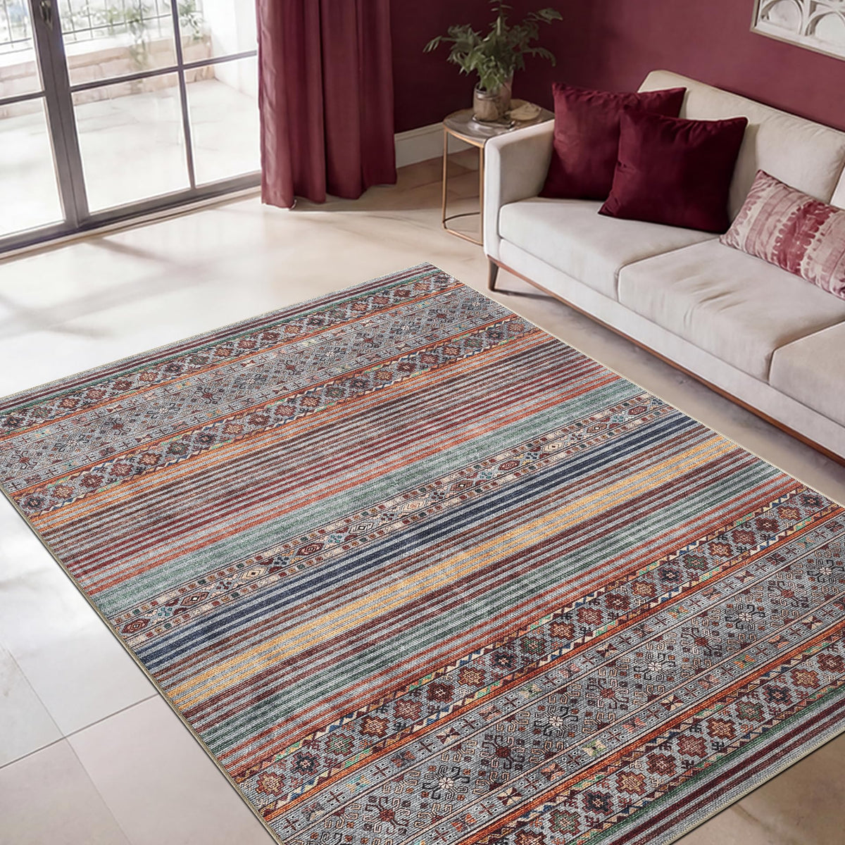 Keen Home Design Vintage Washable Entryway Rug, Non-Slip Low Pile, 2x3