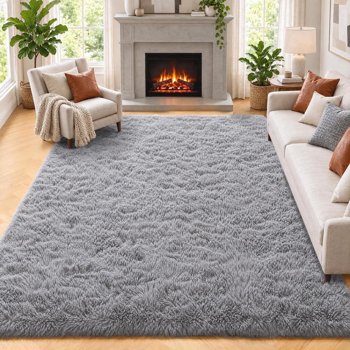 White Runner Rugs for Bedroom Living Room, Fluffy 2x6 Bedside Soft Area Rug