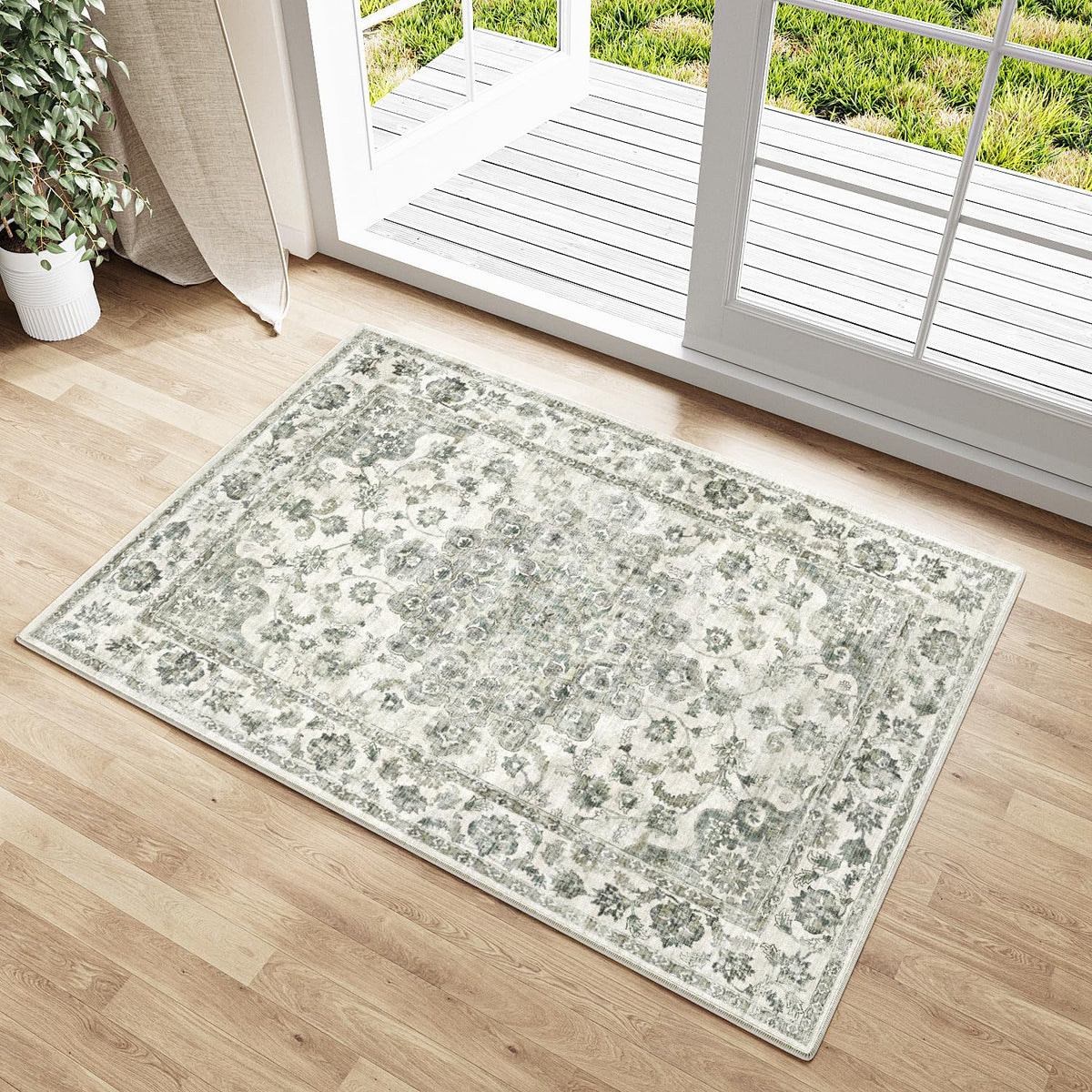 2x3 Beige Neutral Area Rug