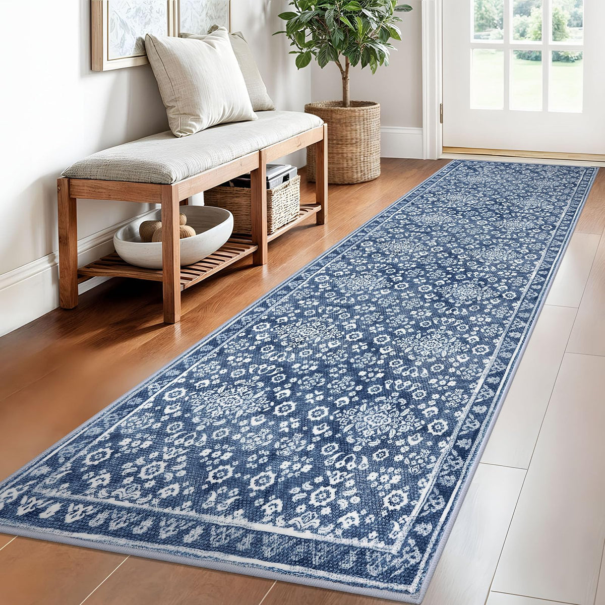 Vintage Washable Entryway Rug 2x3 Small Area Rug Non Slip Door Mat