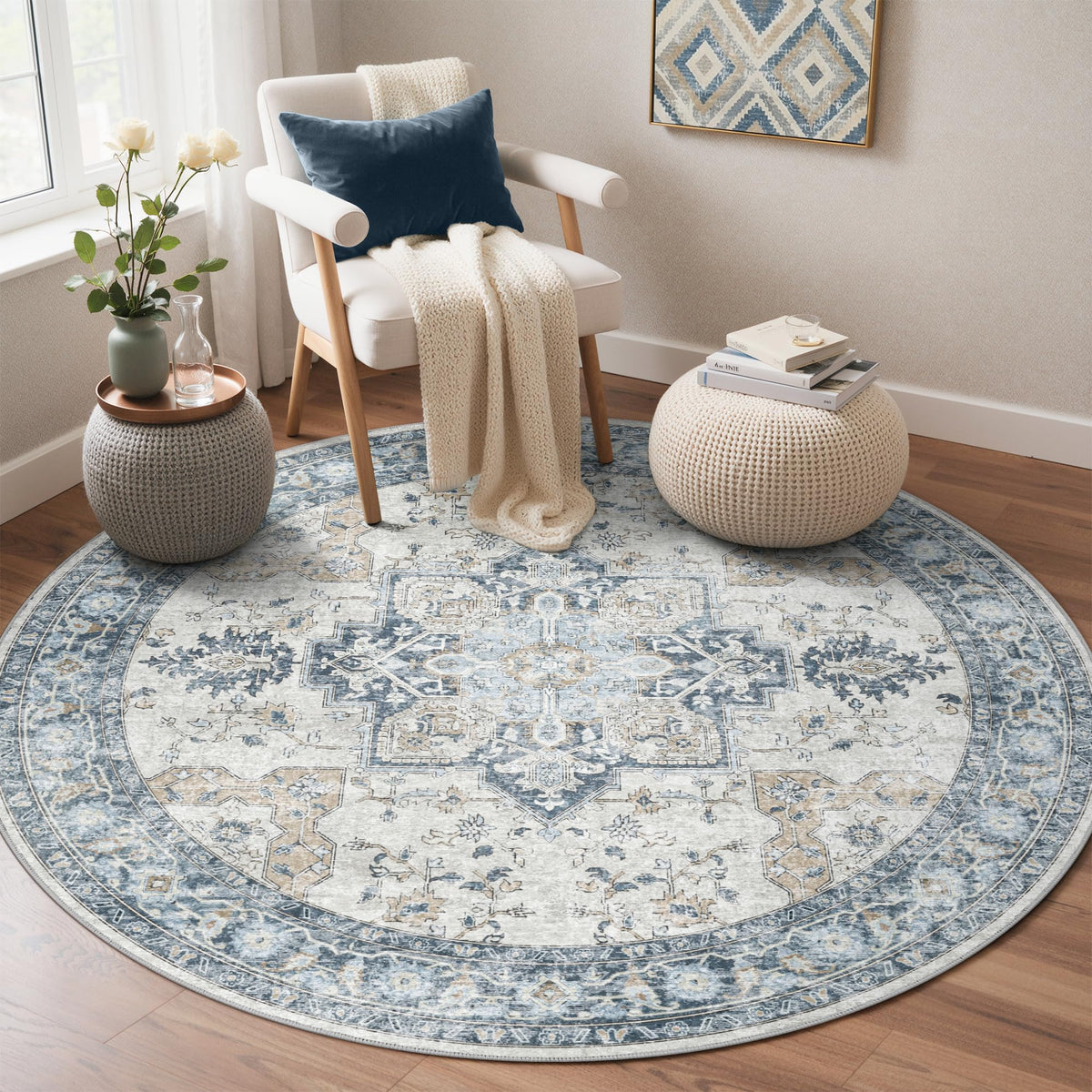 GENIMO 2x5 Washable Runner Rug Non Slip for Hallway, Light Taupe Brown
