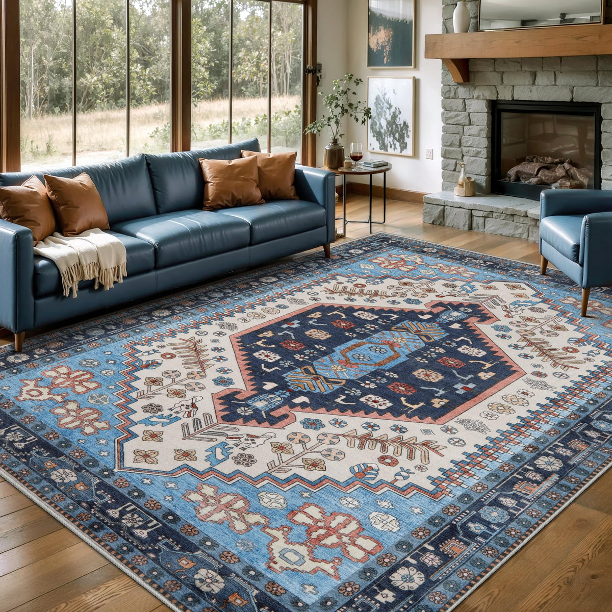 Ciicool Washable 3x5 Area Rug,Boho Non-Slip Indoor Mat for Entryway Kitchen