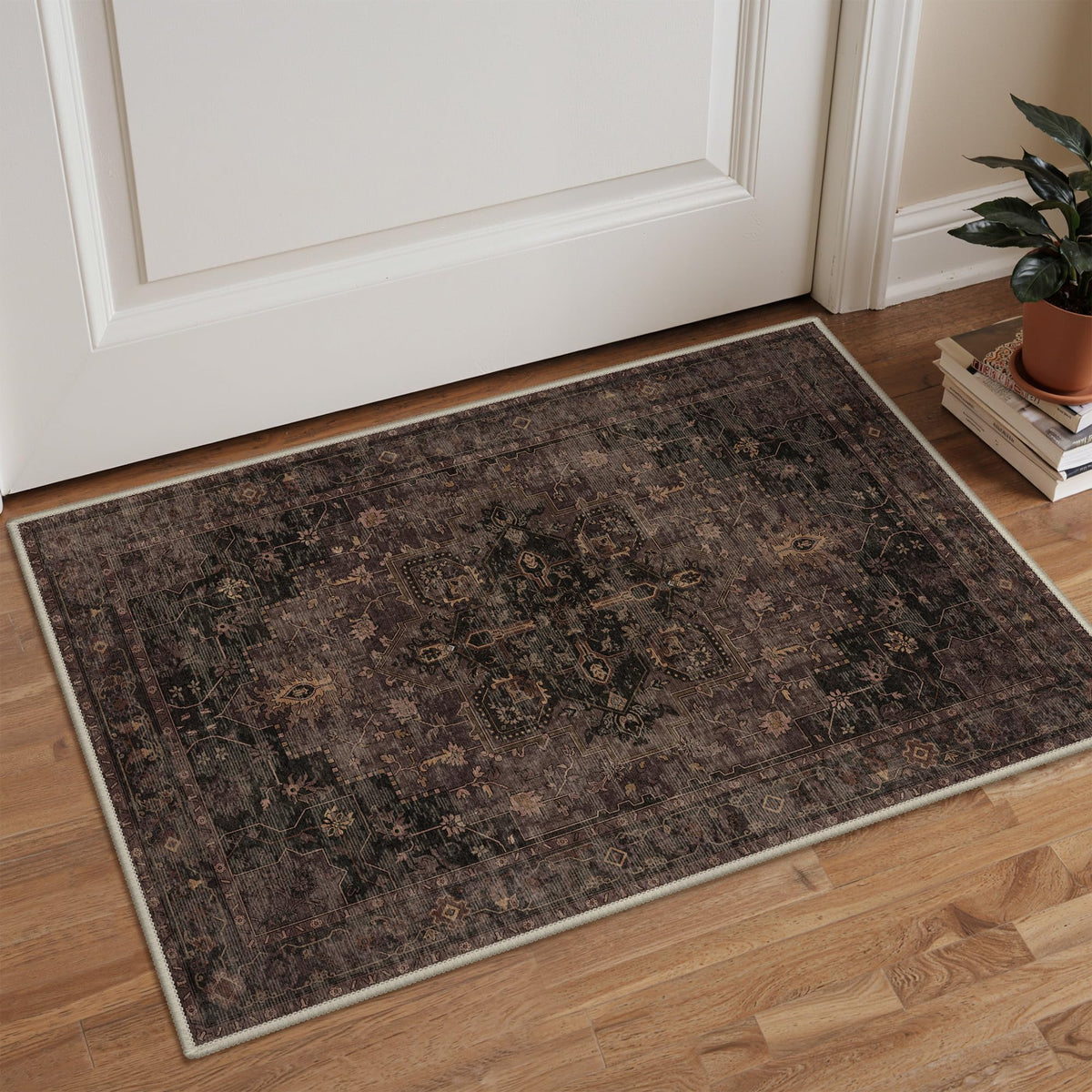 GENIMO 2x5 Washable Runner Rug Non Slip for Hallway, Light Taupe Brown
