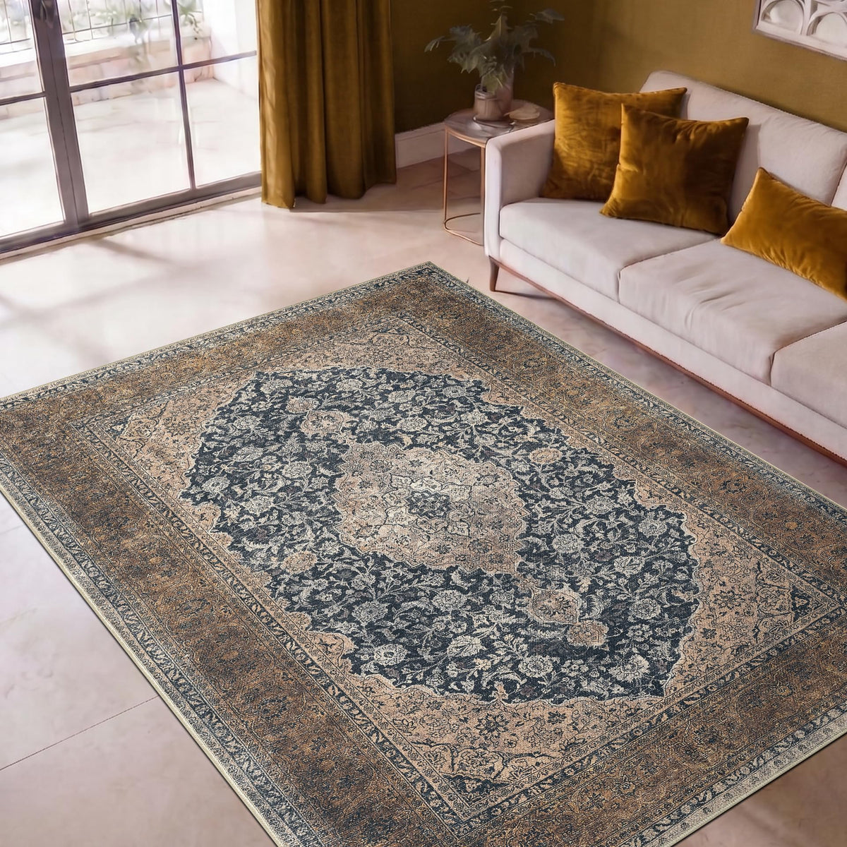 Keen Home Design Vintage Washable Entryway Rug, Non-Slip Low Pile, 2x3