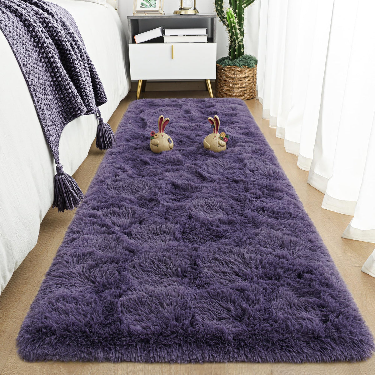 Tepook Black Soft Runner Rugs for Bedroom 2x6 ft with Rubber Backing