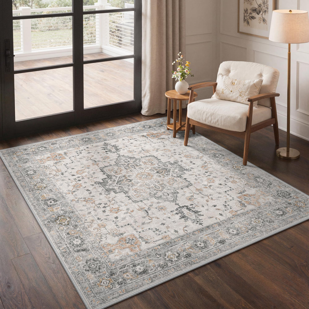 GENIMO 2x5 Washable Runner Rug Non Slip for Hallway, Light Taupe Brown