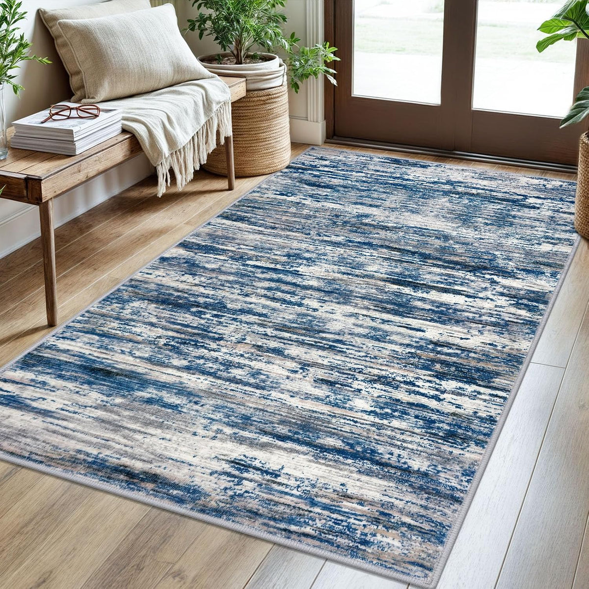 SIILOOM 3x5 Washable Area Rug Non Slip Door Mat Indoor for Entryway Bedside