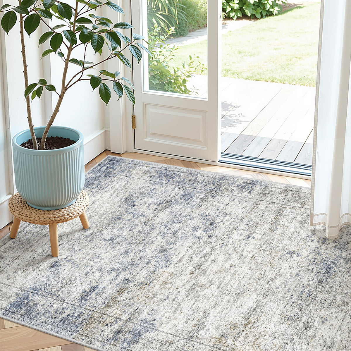 2x8 Runner Rug Non Slip,Washable Hallway Runner Rug,Beige