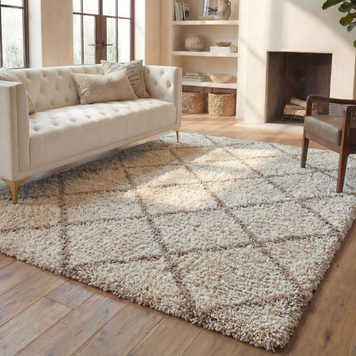 SAFAVIEH Hudson Shag Accent Rug 2'x3', Soft Distressed Grey & Ivory SGH281K