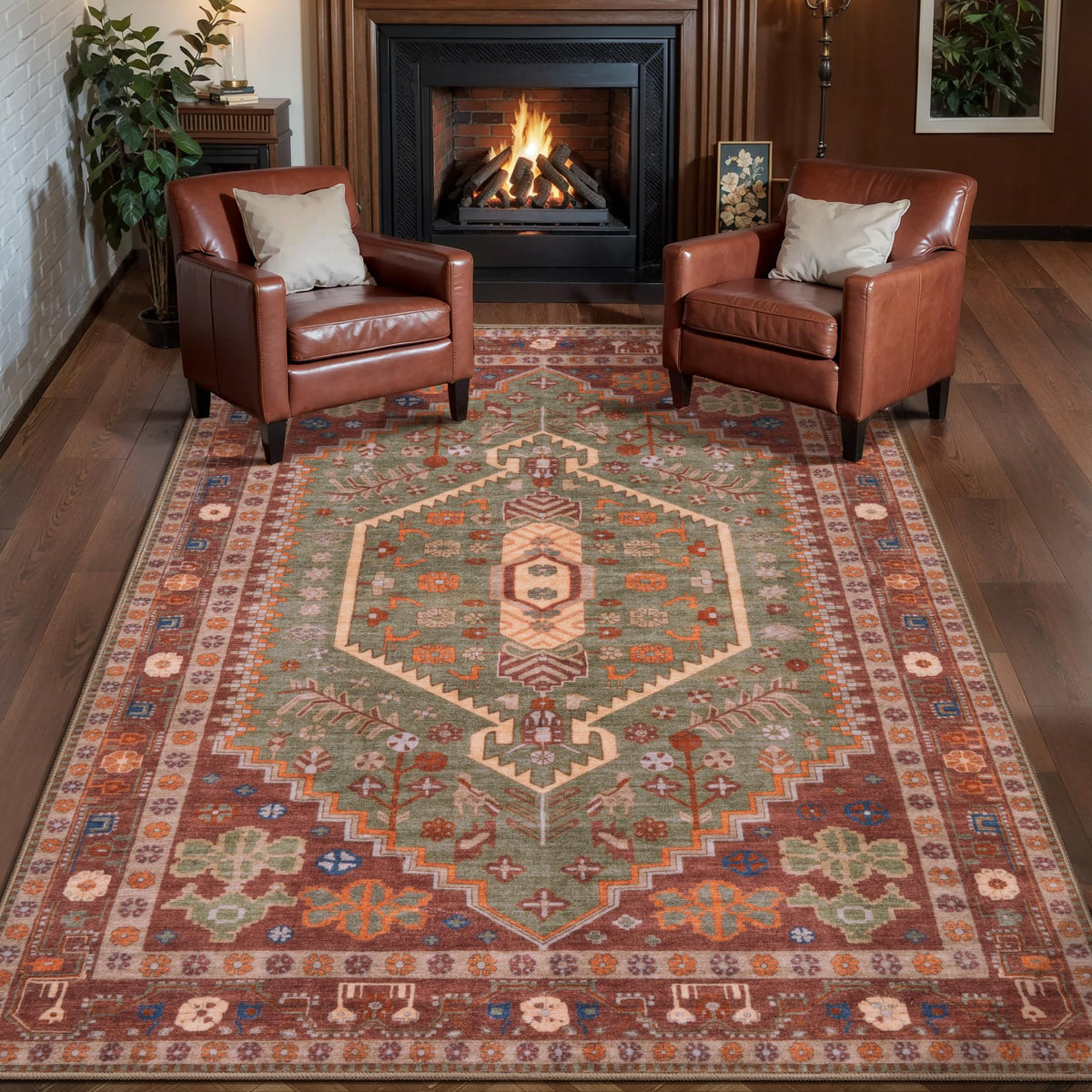 Ciicool Washable 3x5 Area Rug,Boho Non-Slip Indoor Mat for Entryway Kitchen