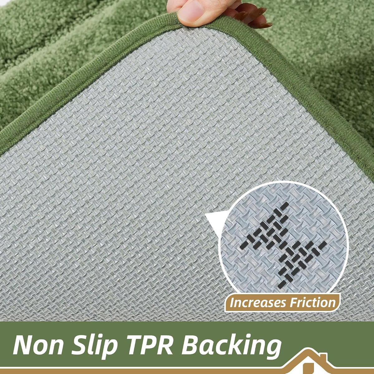 BEQHAUSE Bathroom Rugs Non Slip Bath Mat Soft Absorbent, 24"x36", Green