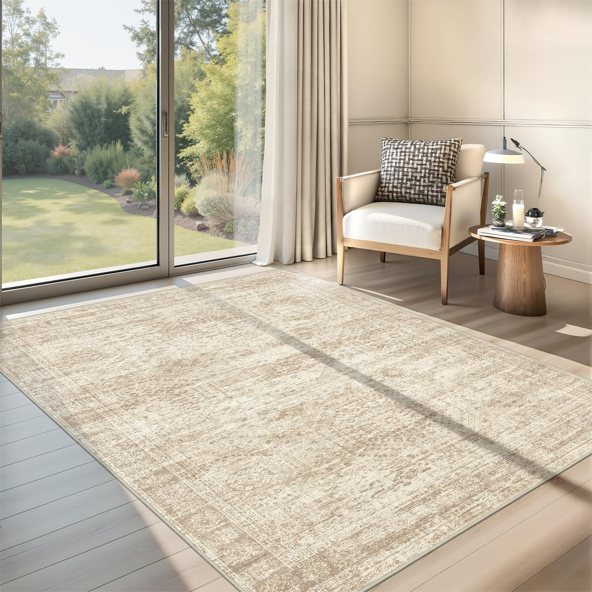 2x8 Runner Rug Non Slip,Washable Hallway Runner Rug,Beige