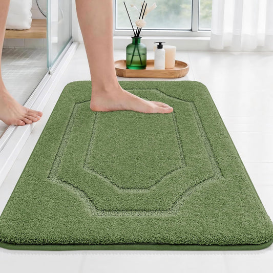 BEQHAUSE Bathroom Rugs Non Slip Bath Mat Soft Absorbent, 24"x36", Green