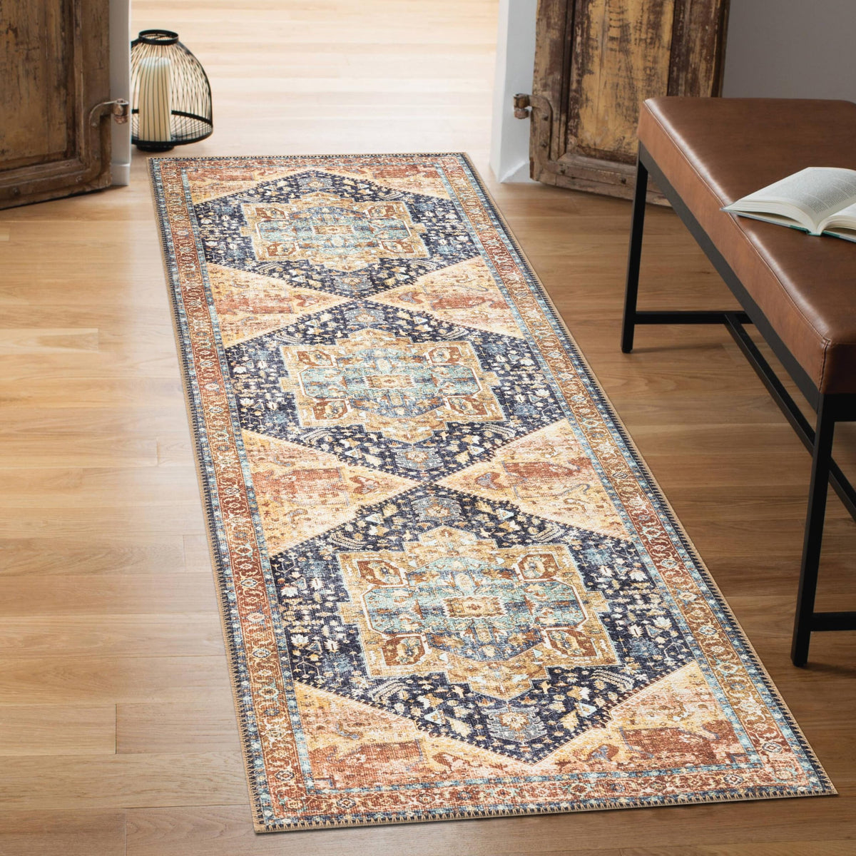 Keen Home Design Vintage Washable Entryway Rug, Non-Slip Low Pile, 2x3