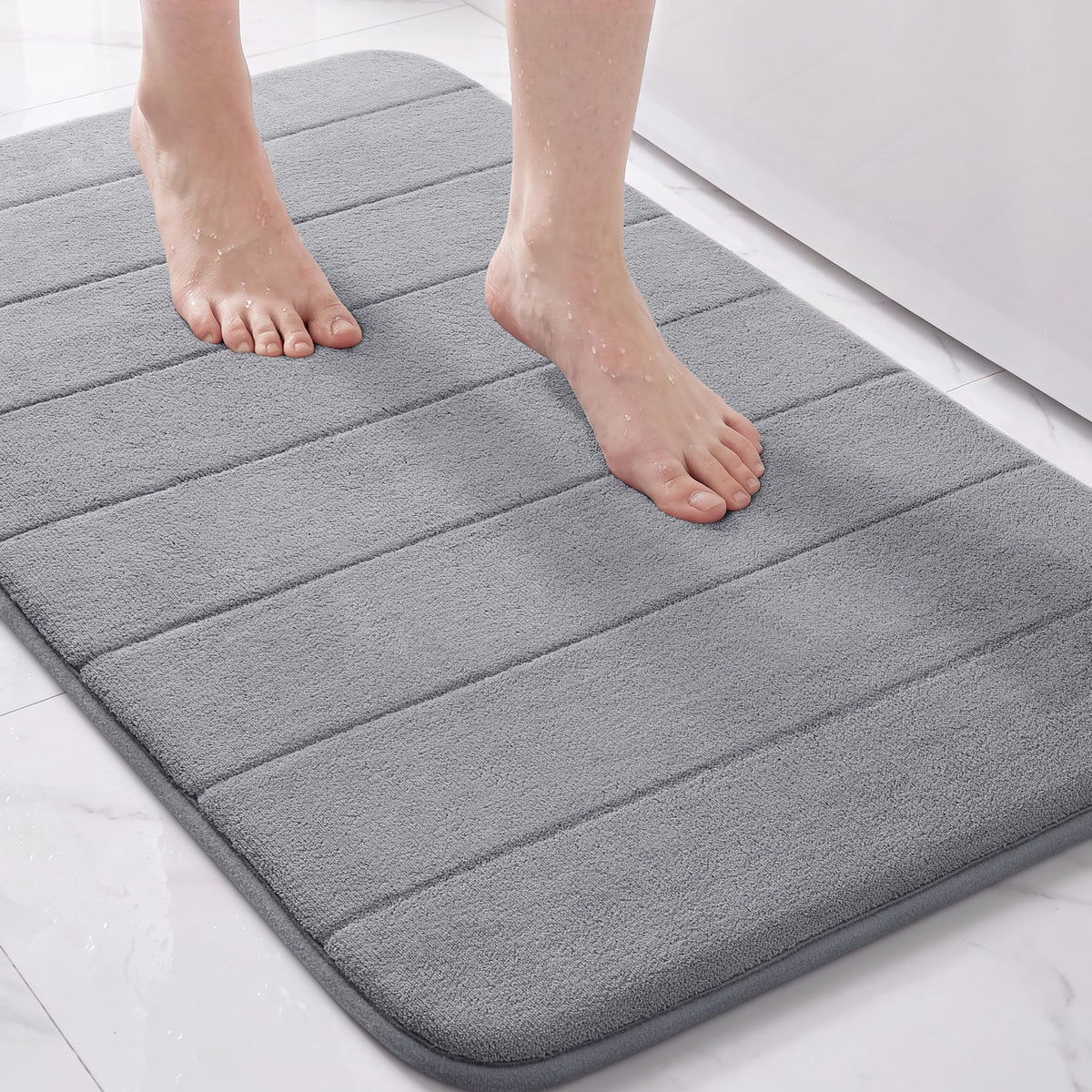 Yimobra Memory Foam Bath Mat, Super Soft & Absorbent Bathroom Rug, Grey
