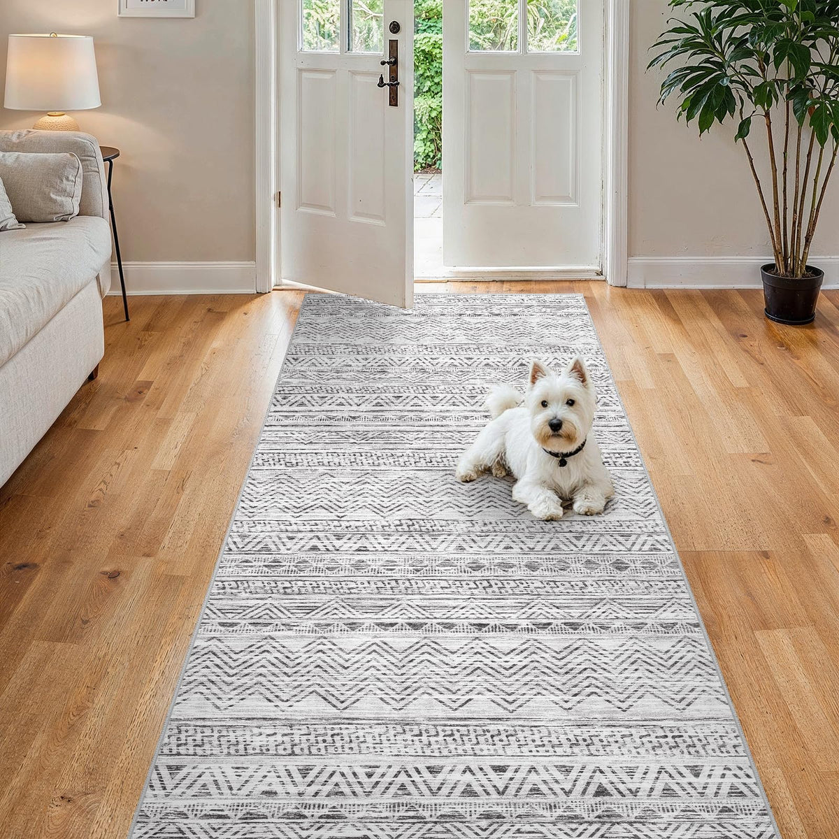2x5 Runner Rug Washable Moroccan: Non Slip Kitchen Long Floor Mat Beige