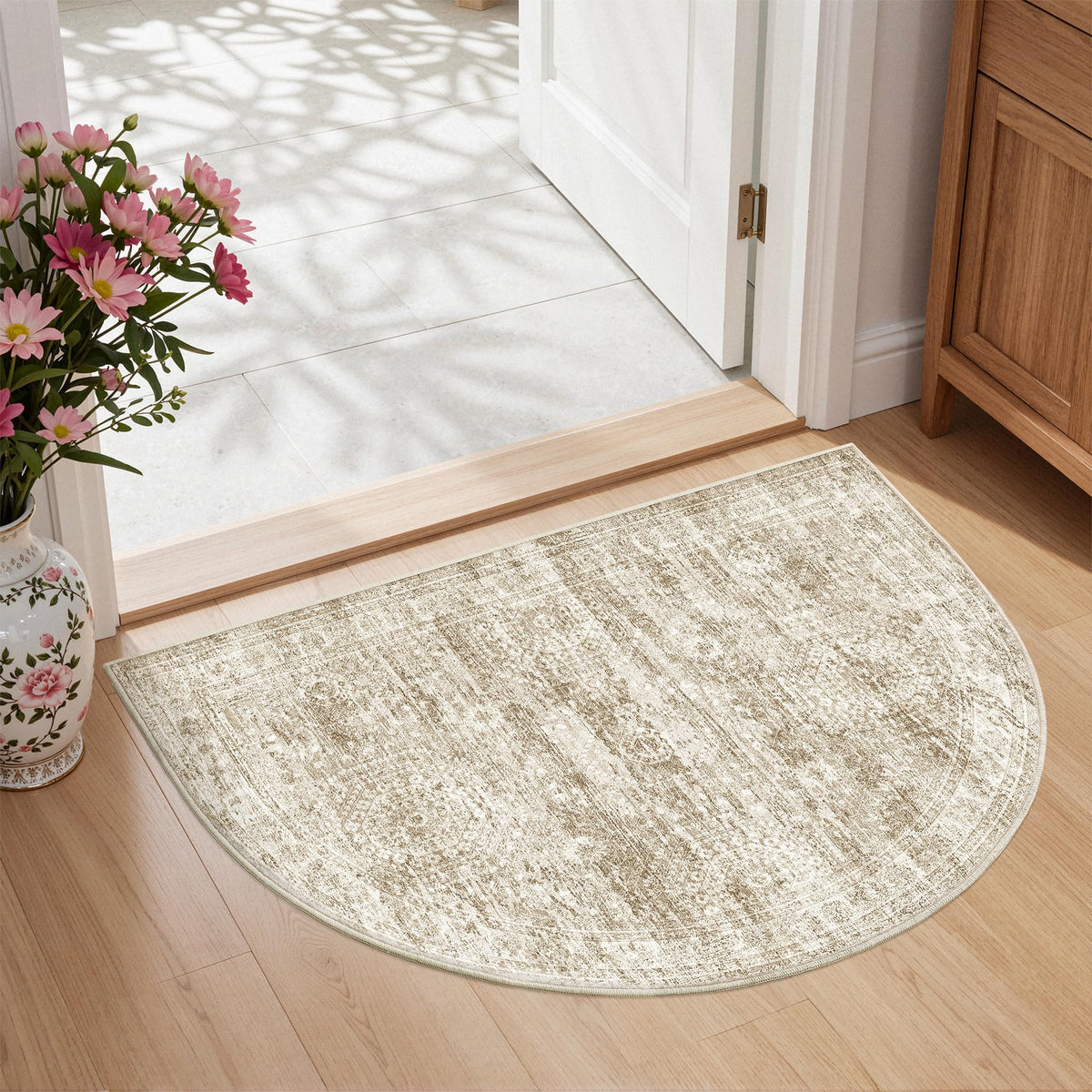 2x8 Runner Rug Non Slip,Washable Hallway Runner Rug,Beige