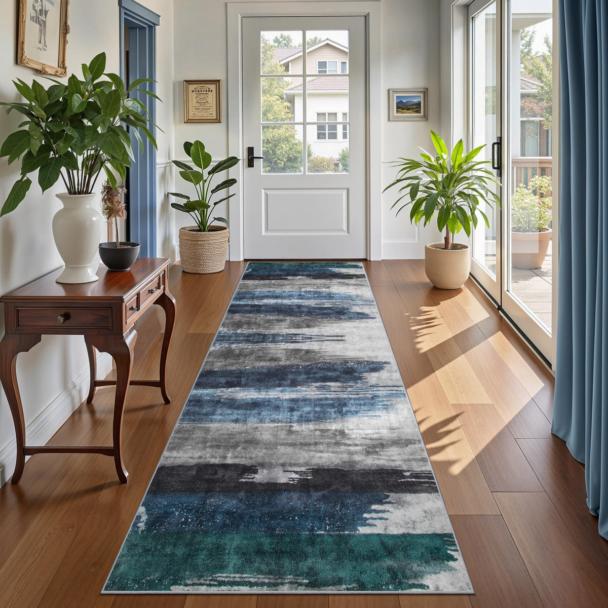 Ciicool Washable Area Rug 2x3 Entryway Rug, Modern Abstract Entry Mat Navy