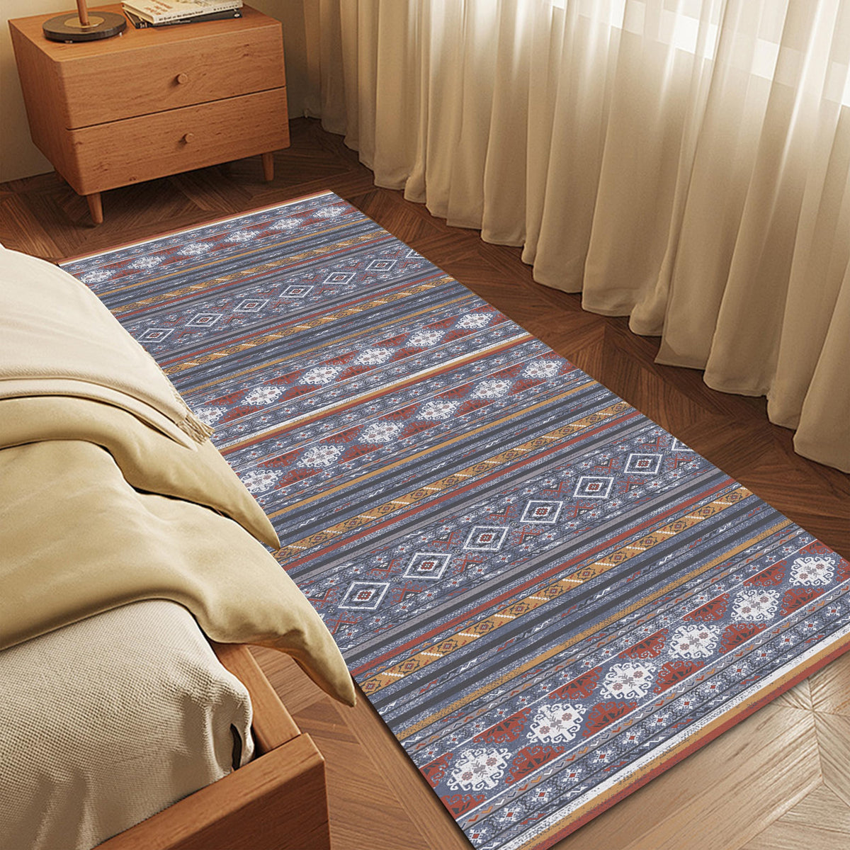 RUGSURE Washable Area Rugs - Perfect for Living Room, Bedroom, Kids Room, Nursery - Stain & Water Resistant Non-Slip, Pet & Child Friendly, Vintage Tribal Area Rugs (Green, 3' x 5 ')
