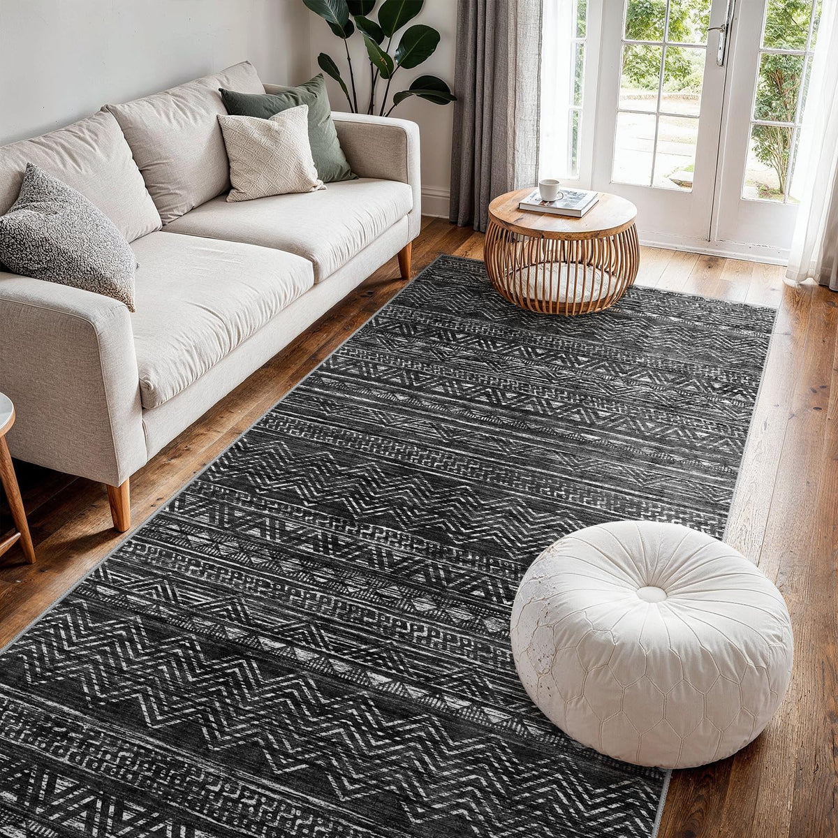 2x5 Runner Rug Washable Moroccan: Non Slip Kitchen Long Floor Mat Beige