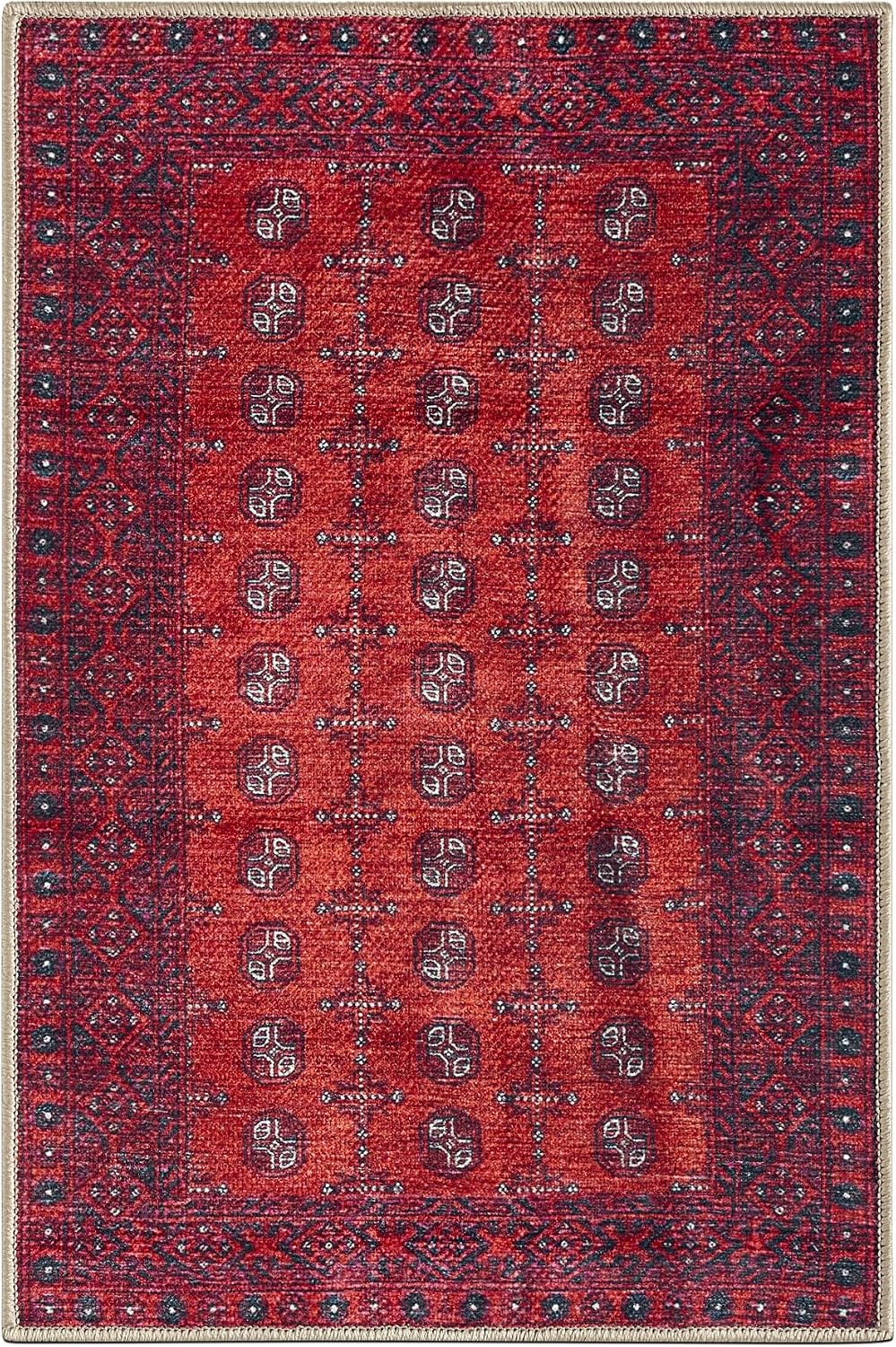 Keen Home Design Vintage Washable Entryway Rug, Non-Slip Low Pile, 2x3