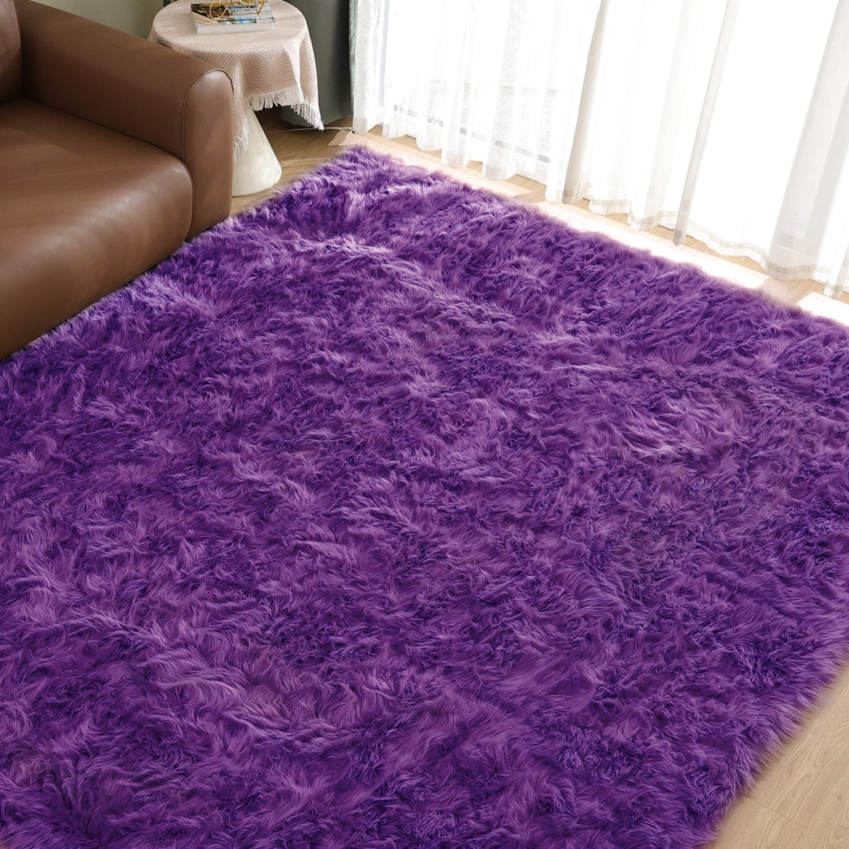 Goolela White Fluffy Faux Fur Rug for Bedroom Faux Sheepskin Rug 2x3 White Fuzzy Furry Bedside Carpet Dining Room Playroom Dorm Small Washable Rectangle