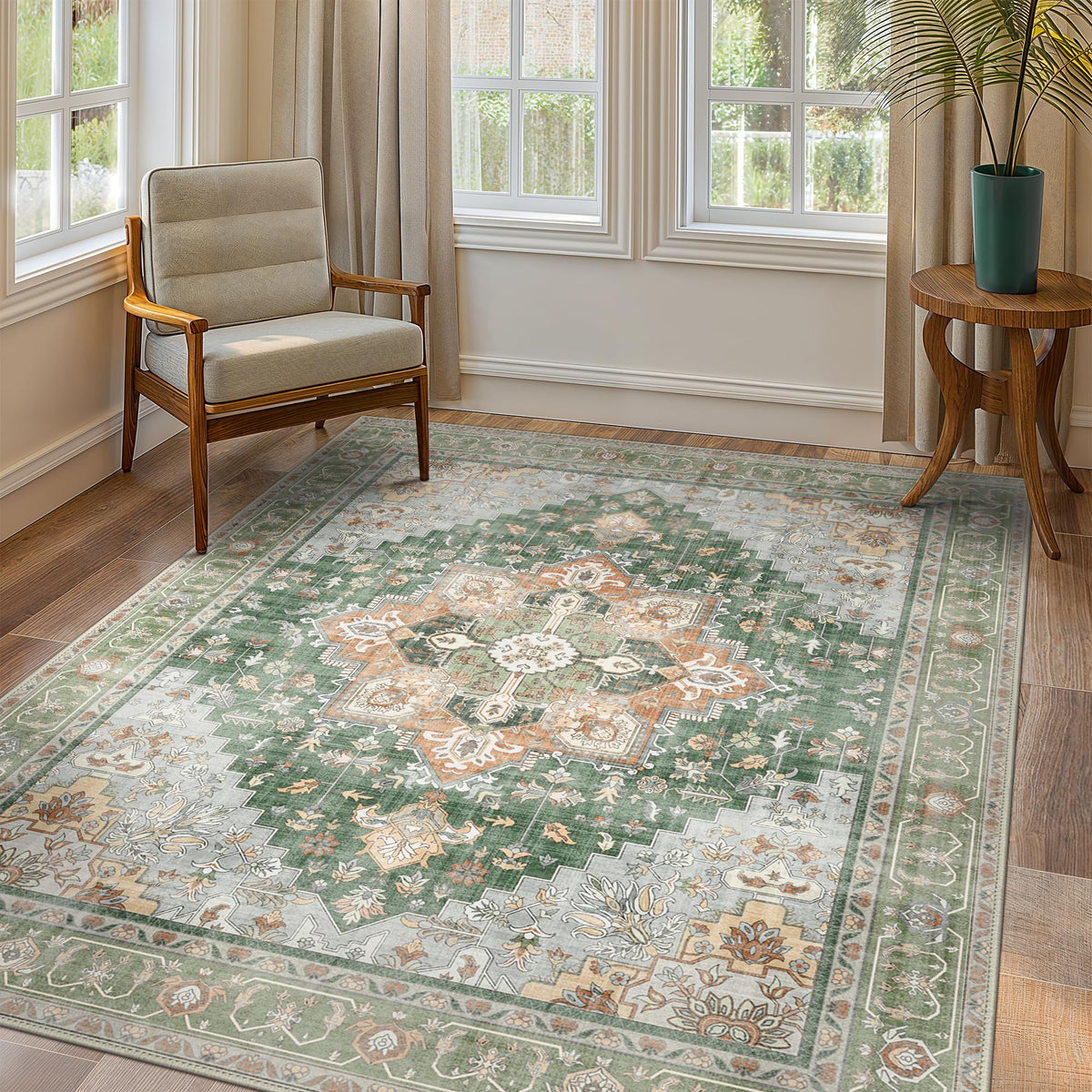 GENIMO 2x5 Washable Runner Rug Non Slip for Hallway, Light Taupe Brown