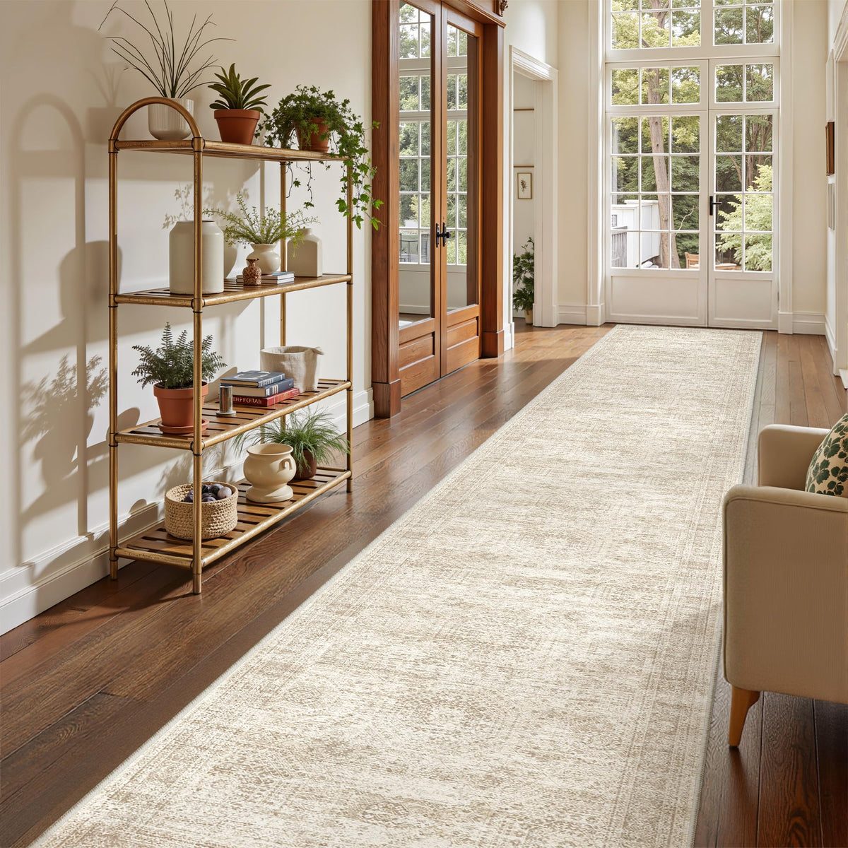 2x8 Runner Rug Non Slip,Washable Hallway Runner Rug,Beige